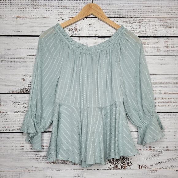 Mustard Seed Babydoll Peasant Style Flowy Top Sea Foam Green | Small - Picture 6 of 11
